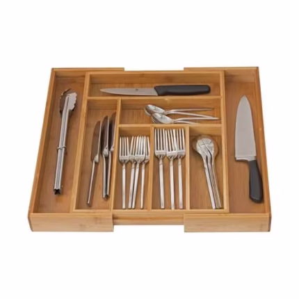 Expandable Bamboo Cutlery Organizer
