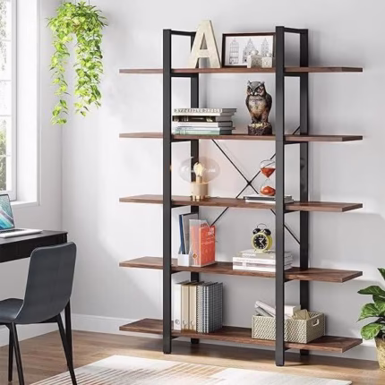 5-Tier Industrial Wooden Shelf