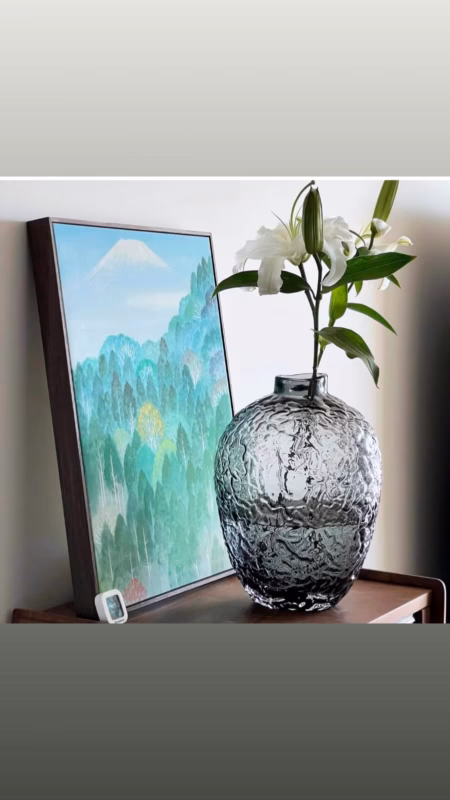 Textured grey glass decorative vase with flowers for modern home décor in Kenya