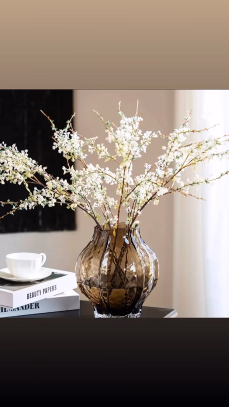 Smoked brown textured glass decorative vase for elegant home décor in Kenya